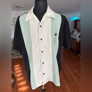 👑 Steady Clothing Men's Casual Button Down Retro Bowling Shirt - Black and White